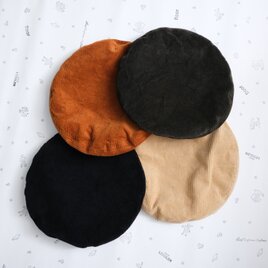 【すぐのお届け♪】リバーシブル ベレー 　コーデュロイ＆風景柄コットンポプリン