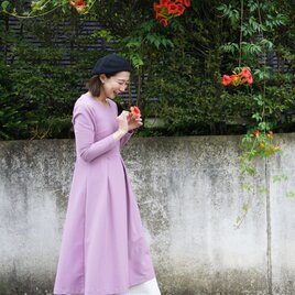 【受注制作】アーミッシュ風シンプルワンピース◇厚手コーデュロイ（ローズピンク）の画像