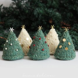 ニットのクリスマスツリー [受注制作] ウール 編み物 毛糸 ギフトラッピング クリスマスギフトの画像