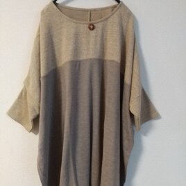 ７分そで☆キラキラボタン1粒☆あったか起毛トップス♪ (ベージュ系)