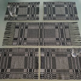 手織り テーブルセンター ランチョンマット 5点セット Handwoven NIMS23157の画像