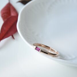 14K バゲットカット・天然ルビーリング