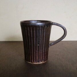 鉄釉細身のマグカップの画像