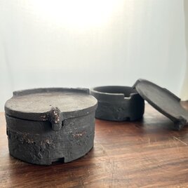 陶匣(中　10㎝)　黒釉&黒錆釉　(other side screen) No.2