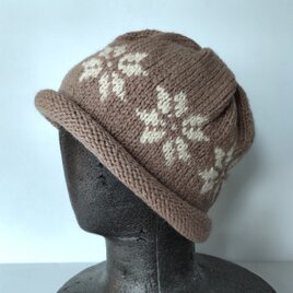 草木染毛糸の手編み帽子　ＡＤ-319の画像