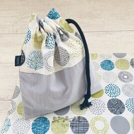 給食2点セット～巾着・ナフキン/ボタニカル