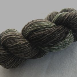エストニアプレウールの手紡ぎ糸　〜フォレストグリーン×ブラウングラデーション〜７０g１かせの画像