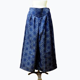 ウールワイドパンツ 「麻の葉文様」08　リメイク  japanese kimono cloth pantsの画像