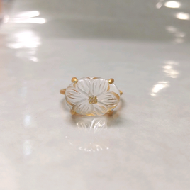 【silver925】K18gp お花のクォーツリングII