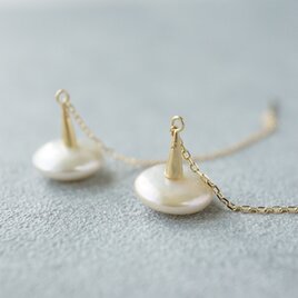Freshwater pearl earring /Coin/Chain【Large】の画像