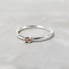 鏡面 ピンクトルマリン ラウンド3mm シルバープレーンリング 1.5mm幅 グロス｜SILVER RING｜1039の画像