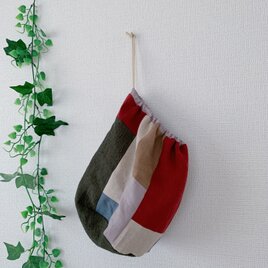 リネンパッチワーク巾着の画像