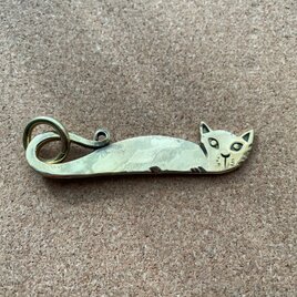 ねこたん　猫のキーホルダー（金：真鍮みがき）Eの画像