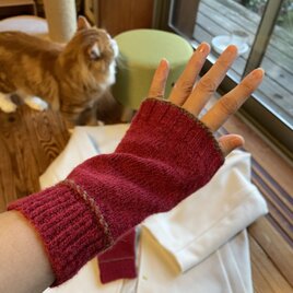カシミアアームウォーマーred受注生産の画像