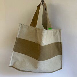 [アイテム整理のため35%OFF]  ボーダースクエアバッグ / ベージュ