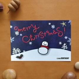 クリスマスのポストカード　雪だるま　5枚セットの画像
