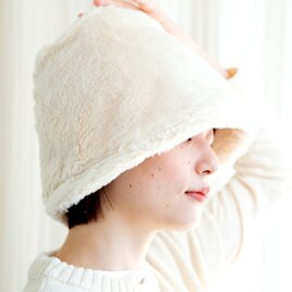Organic Cotton Fur ふわふわあったか帽子【生成り色】の画像