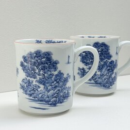 手描き 山水絵 太マグカップの画像