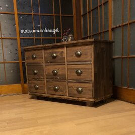 ☘️9DRS vintage chest W100cm 天然木箪笥の画像