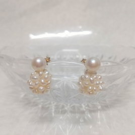 【K14gf】2WAY 淡水パールの粒々ピアス