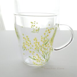 ミモザの耐熱ガラスマグカップ 1個の画像