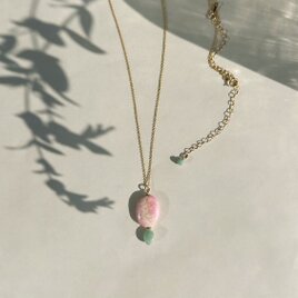 Soleil Levant / Pink oparl＋Emerald  Necklace（14Kgf）の画像