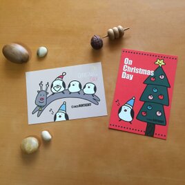 「シマエナガ」クリスマスポストカード2枚セットの画像