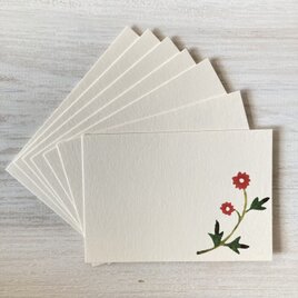 一筆カード7枚セット・型染め「野花・赤」の画像