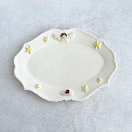 陶刻輪花皿「天使とひとときⅠ」の画像