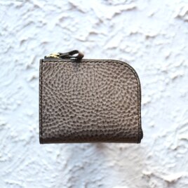 【一点物即納品】L字ファスナー小さい財布 ～アラスカグレー×栃木アニリンキャメル～の画像