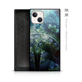 扇子 - 和風 四角型 強化ガラスiPhoneケース【iPhone全機種対応】