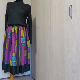 ステンドグラス風　銘仙たっぷりギャザースカートの画像