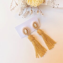 【1267】パールビーズとタッセルのピアス f8ce4e525db0556de6ac9f77313432