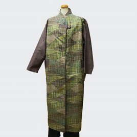 0004 着物リメイク　紬のロングコート /　kimono vintage cloth japanese silk coatの画像