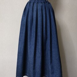 10ozデニム　タックギャザースカートの画像