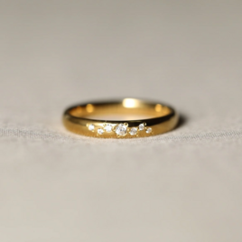 〈K18・プラチナ〉stardust リング 3mm幅　/結婚指輪　ペアリングにもおすすめ　メッセージ刻印〈VR102〉の画像