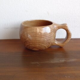 栗の木の一木彫りコーヒーカップの画像