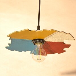 展示品　レザーブロックライト　LED電球付きペンダントライト オリジナル　革製電球傘　の画像