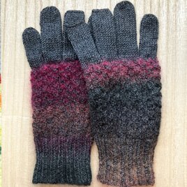 防寒5本指手袋– – –ブラック＆エンジの画像