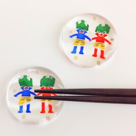節分の箸置き　赤鬼さんと青鬼さんの画像
