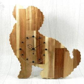 犬形時計　トイプードル（座り姿）No.2【木製（アカシア集成材）】（置き・掛け兼用）の画像