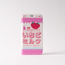 スマホケース 牛乳 手帳型 いちごミルク iphone 2024の画像