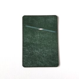 極薄革の両面カードケース　ダークグリーン　２枚収納　マヤベリーversionの画像