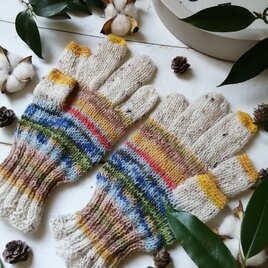 ゴッホの寝室〜オパール毛糸のスマホ対応５本指手袋