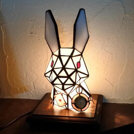送料無料 白ウサギの時計 アリス ステンドグラス 照明 ライト うさぎの画像