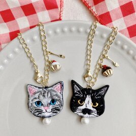 猫さん刺繍とカップケーキのバッグチャーム♡の画像