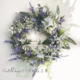 紫陽花（あじさい）とニゲラ、スカピオサの可憐なリース hdw-30