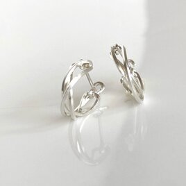 silver925 diagonal キャッチレス ピアス　3連　