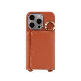 最高品質 iPhone15ProMax 本牛革 レザー カバー 財布 ケース ブラウン ストラップ 職人 ハンドメイド 個性的の画像
