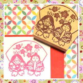 ✤桃の節句はんこ〓【お内裏様&お雛様】6×7cm